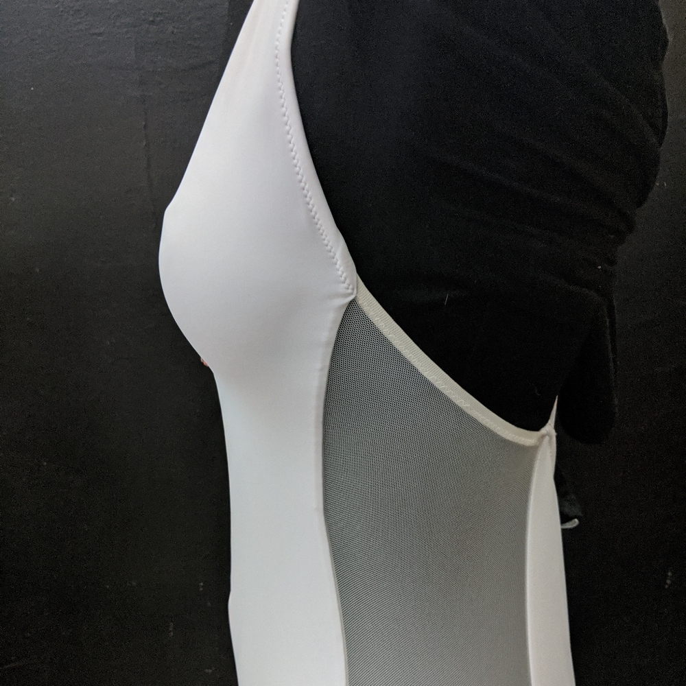 White cross back zipper swimsuit - Picture 4 of 7